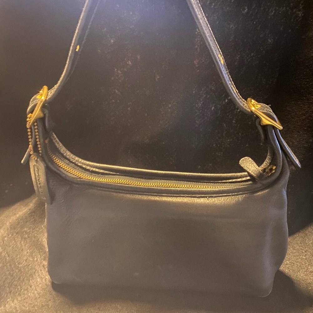 Vintage Coach Black Leather Hobo Bag